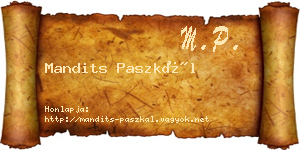 Mandits Paszkál névjegykártya